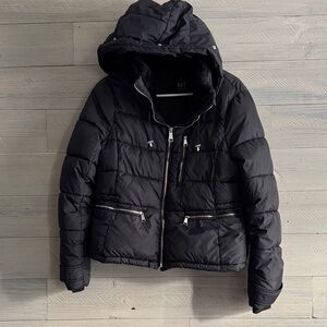 Zara Black Hooded Puffer Jacket